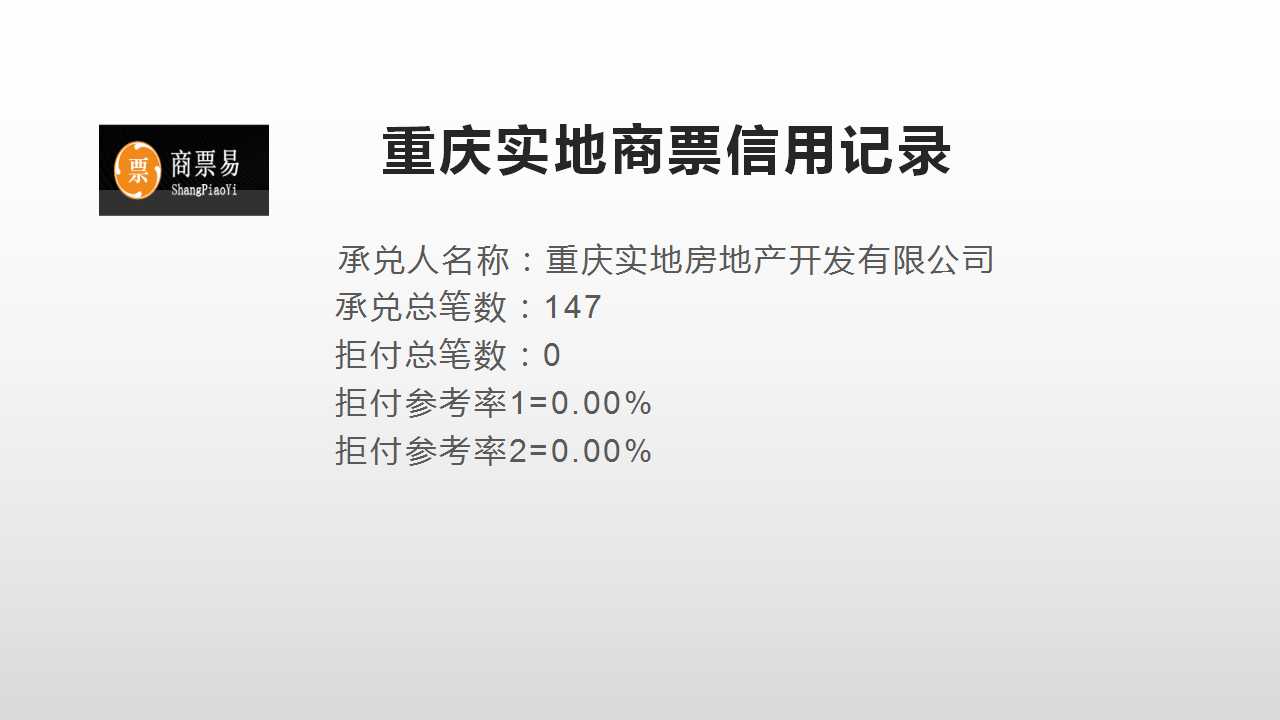 重庆实地房地产开发有限公司的商业承兑汇票兑付记录？
